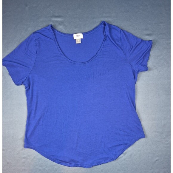Old Navy Short Sleeve Scoop Neck T Shirt Womens XL Stunning Blue Rayon Solid Tee - Picture 1 of 9